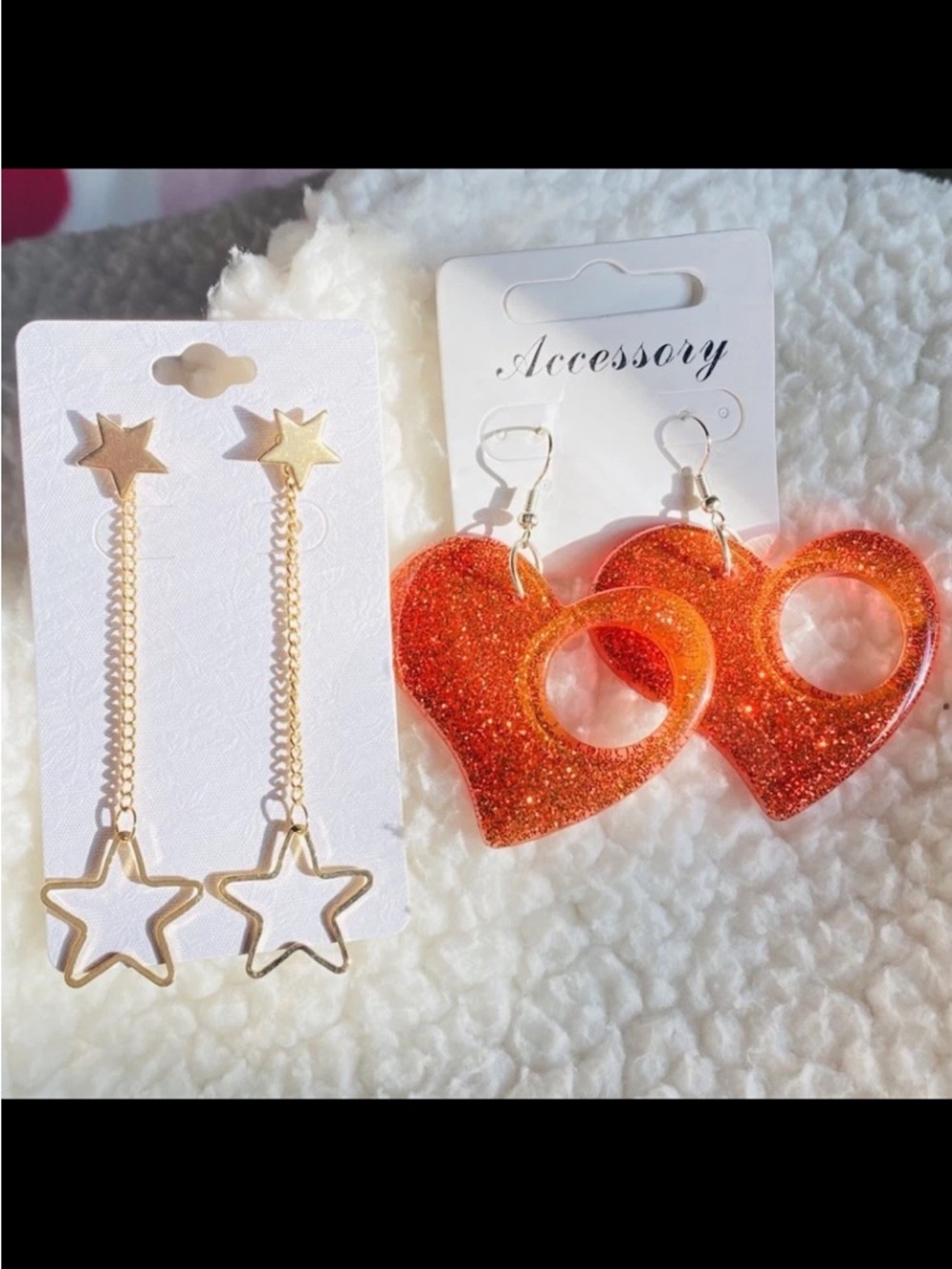 Teenager Teens Big Heart Sparkle Dangling Hook Earrings Lot Dance Shooting Star